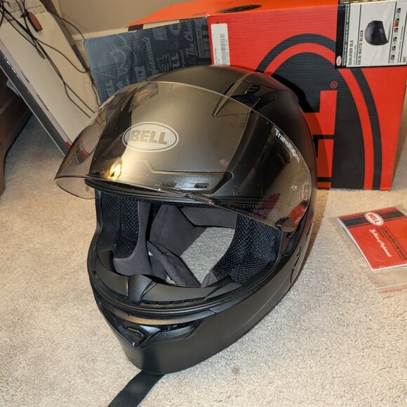 BELL Qualifier DLX Blackout Helmet Matte Black XL Transitions Motorcycle Helmet - Picture 2 of 10